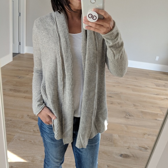 Club Monaco Sweaters - Club Monaco Grey Cashmere Shawl Sweater